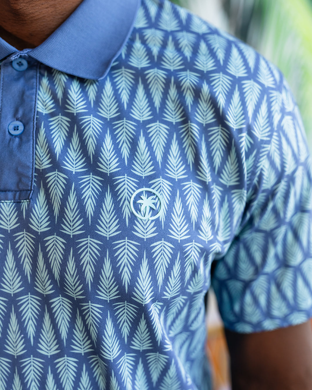 Palmr Style Mens T1D Drive Polos Blue Palm Resort Wear Self-care T1D type1diabetes