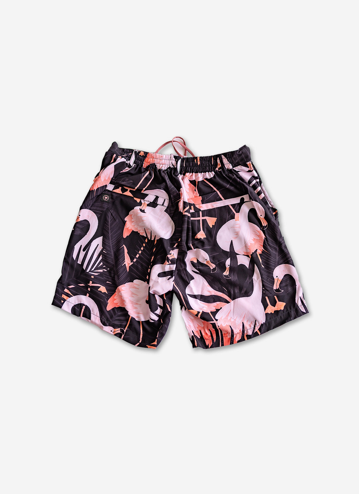 Palmr Style Mens Night Flamingo Hybrid Swim Shorts Black pink Resort Wear Selfcare T1D