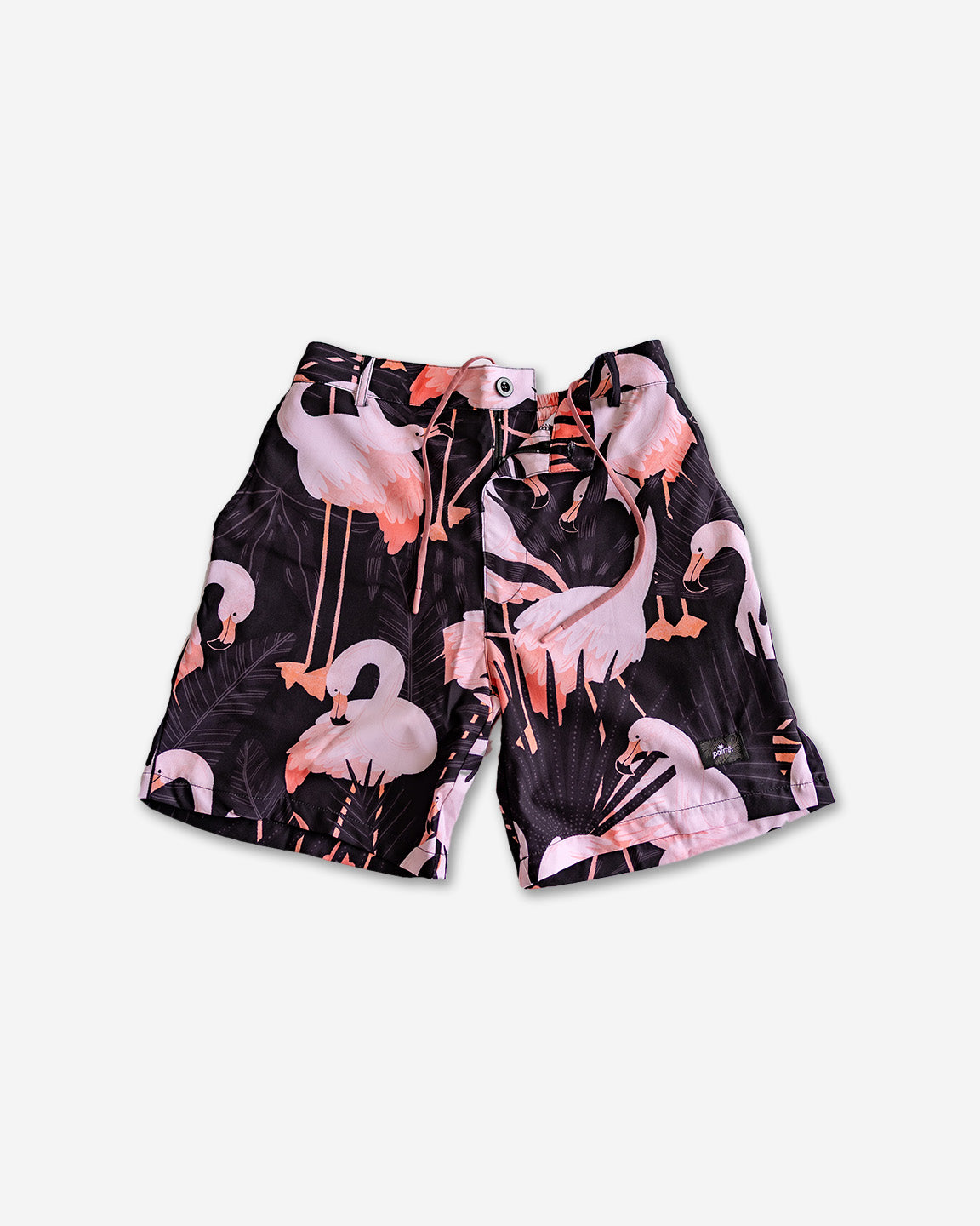Palmr Style Mens Night Flamingo Hybrid Swim Shorts Black pink Resort Wear Selfcare T1D