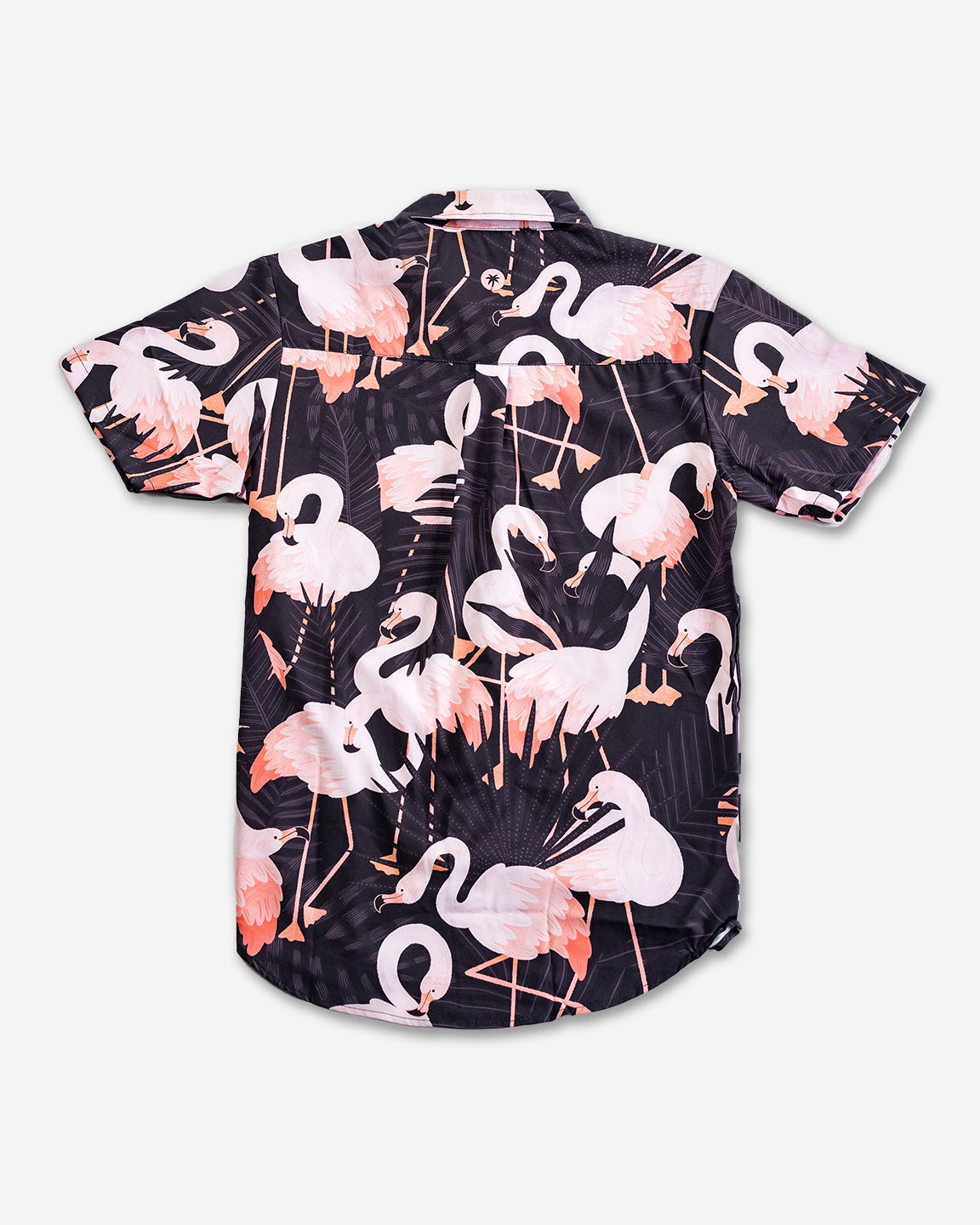 Palmr Style Mens Night Flamingo button up Short sleeve hawaiian shirt Black pink Resort Wear Selfcare T1D