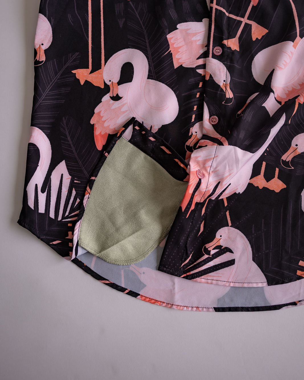 Palmr Style Mens Night Flamingo button up Short sleeve hawaiian shirt Black pink Resort Wear Selfcare T1D