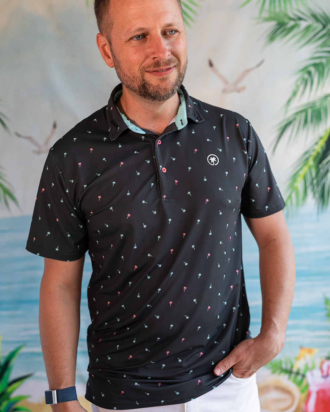 Palmr Style Mens Palm Icon Night Black Palm Tree Resort Wear Self-care T1D