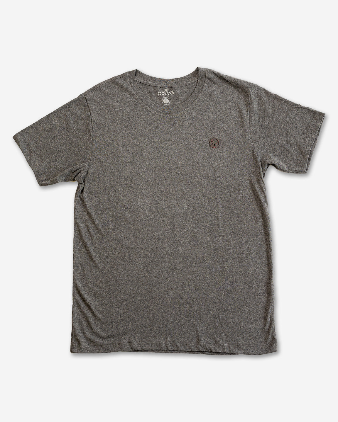 Palmr Style Mens Signature Tee Shirt Charcoal Heather Grey Soft Short Sleeve Palm Tree Resort wear Self-Care