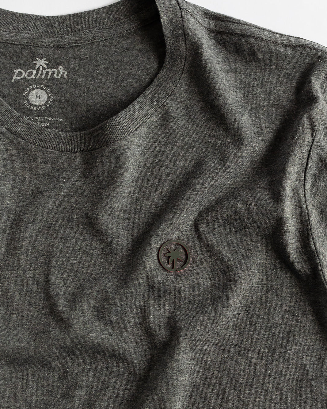 Palmr Style Mens Signature Tee Shirt Charcoal Heather Grey Soft Short Sleeve Palm Tree Resort wear Self-Care