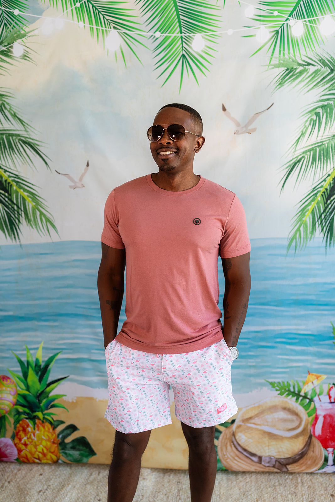 Palmr Style Mens Signature Tee Shirt Mauve Triblend Soft Short Sleeve Palm Tree Resort wear Self-Care