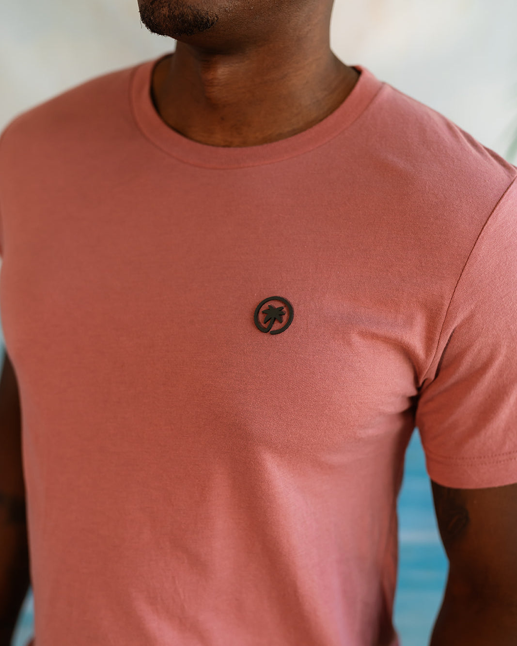 Palmr Style Mens Signature Tee Shirt Mauve Triblend Soft Short Sleeve Palm Tree Resort wear Self-Care