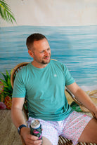 Palmr Style Mens Signature tee Saltwater seagreen vintage Short sleeve Shirt Soft Palm Tree Resort Wear Self-care