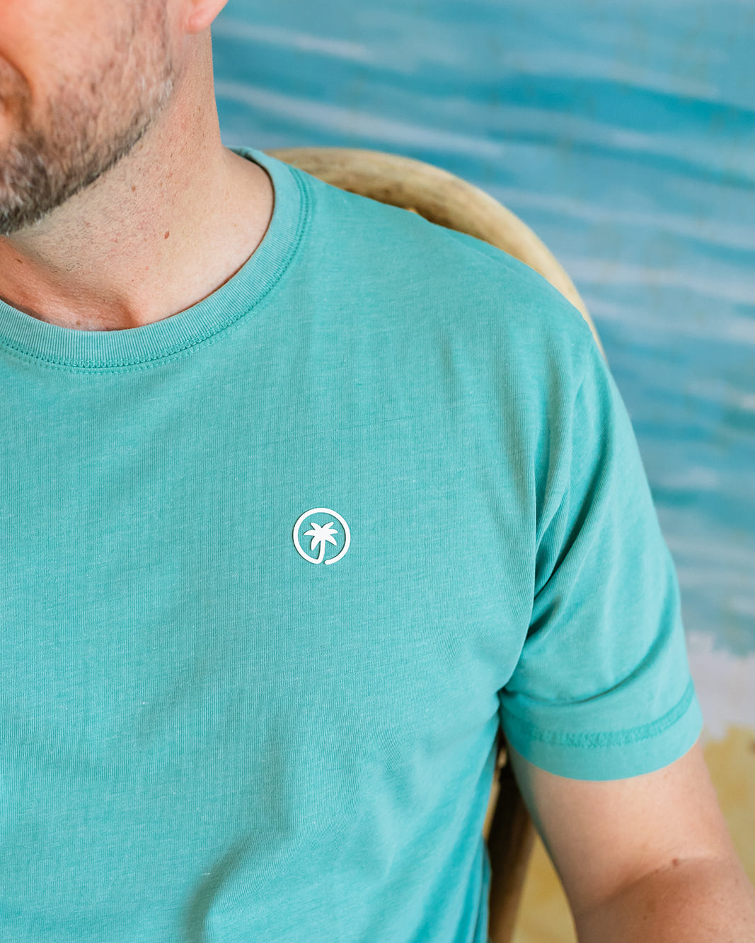 Palmr Style Mens Signature tee Saltwater seagreen vintage Short sleeve Shirt Soft Palm Tree Resort Wear Self-care