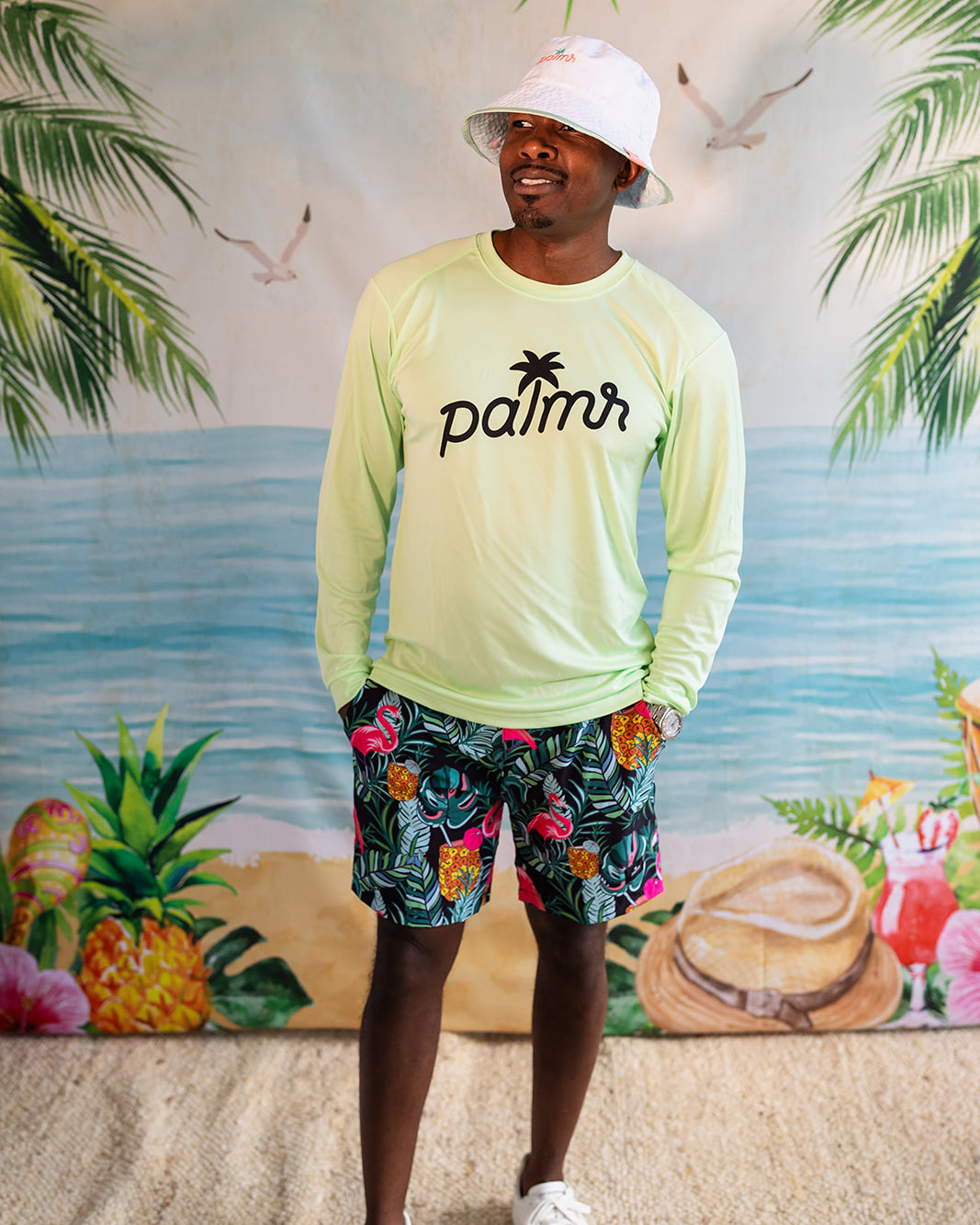 Palmr Style Mens SunVibe Shirt Lime sun water resort wear self-care