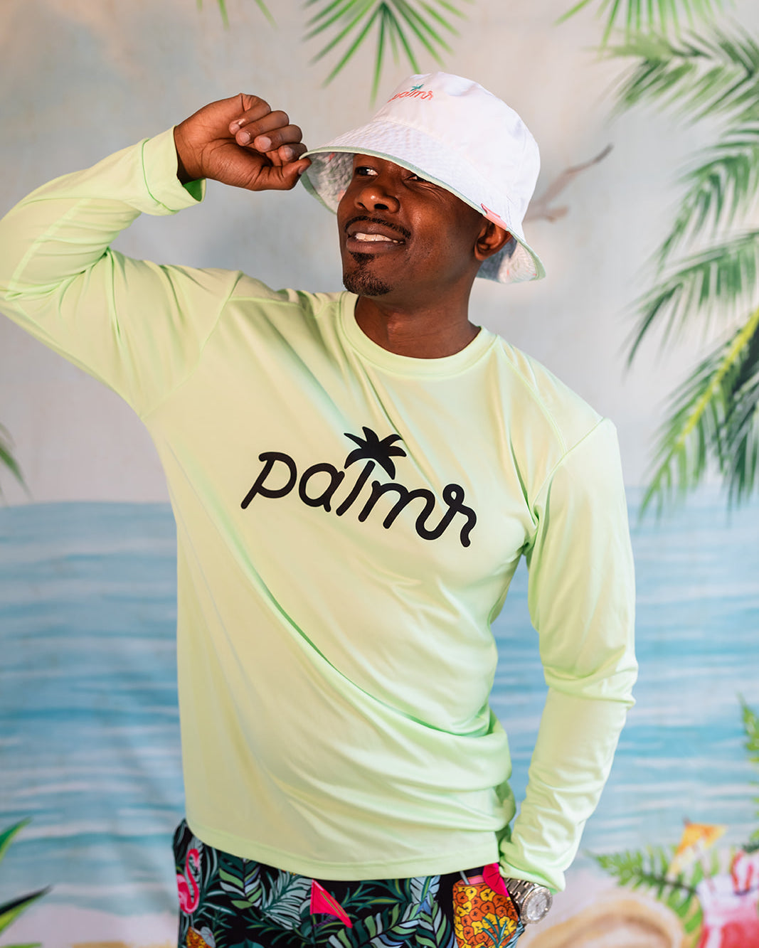 Palmr Style Mens SunVibe Shirt Lime sun water resort wear self-care