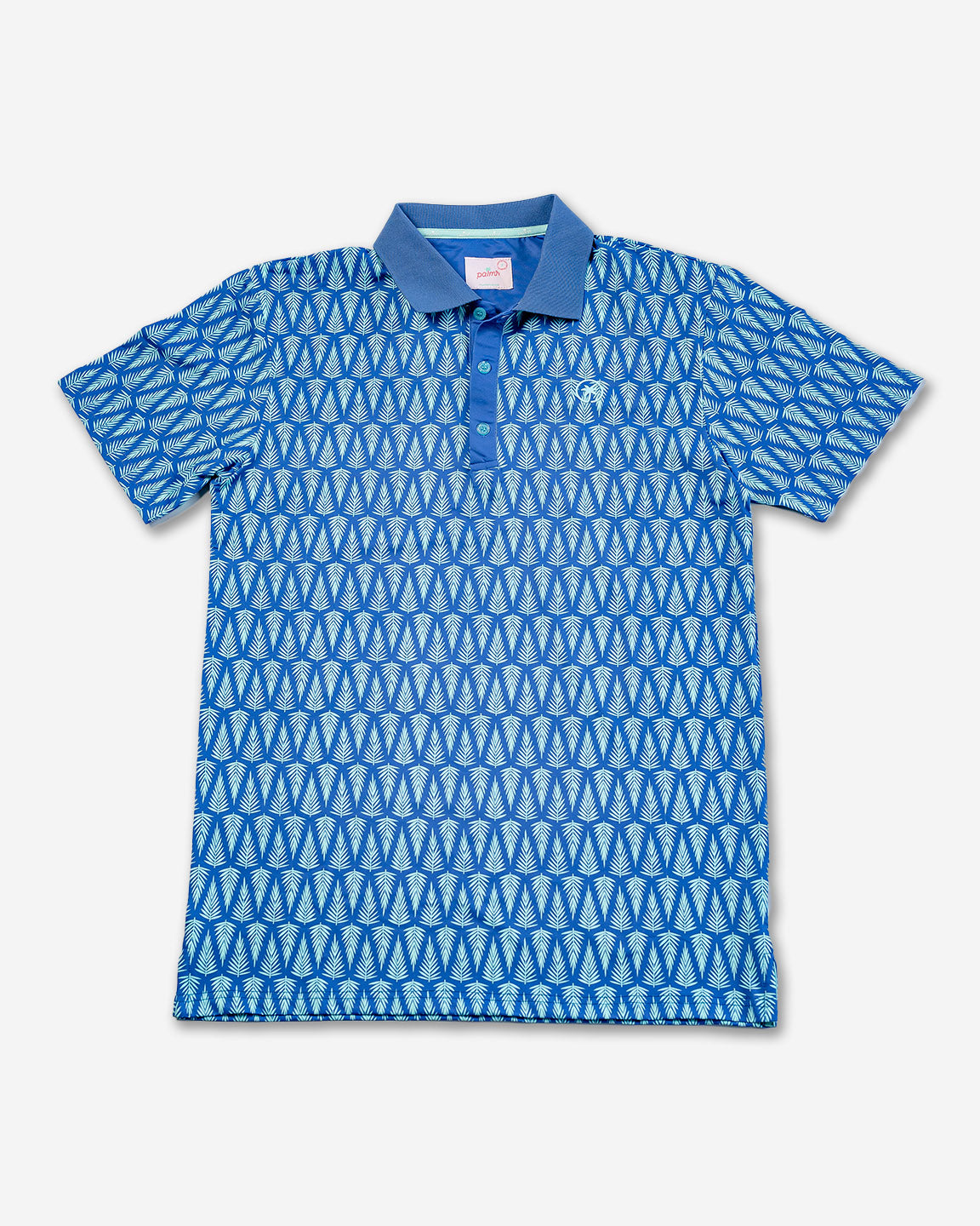 Palmr Style Mens T1D Drive Polos Blue Palm Resort Wear Self-care T1D type1diabetes