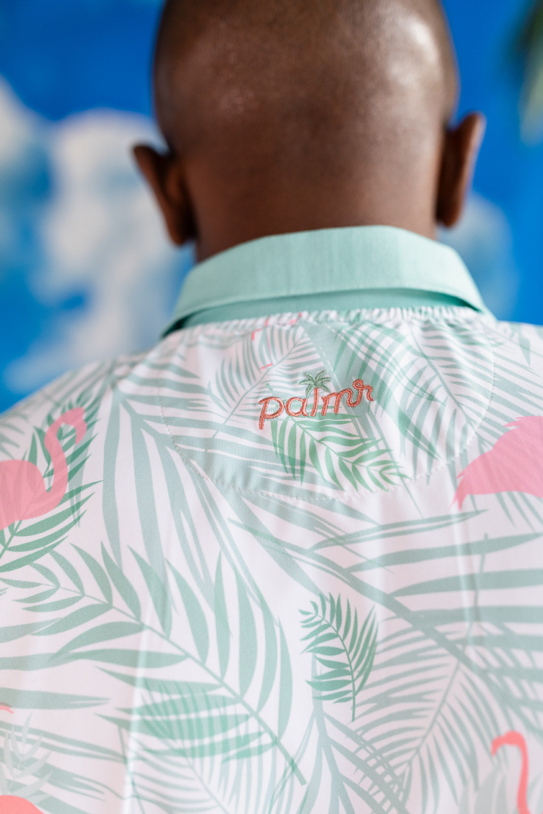 Palmr Style Mens island breeze Polos White Palm Tree Resort Wear Selfcare T1D type1diabetes