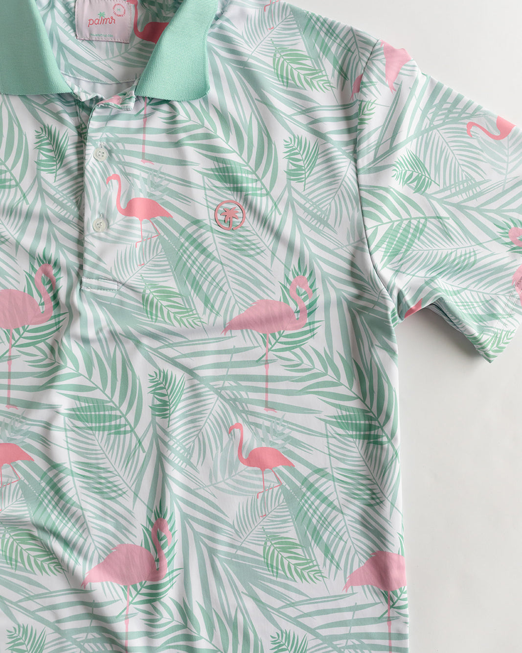 Palmr Style Mens island breeze Polos White Palm Tree Resort Wear Selfcare T1D type1diabetes