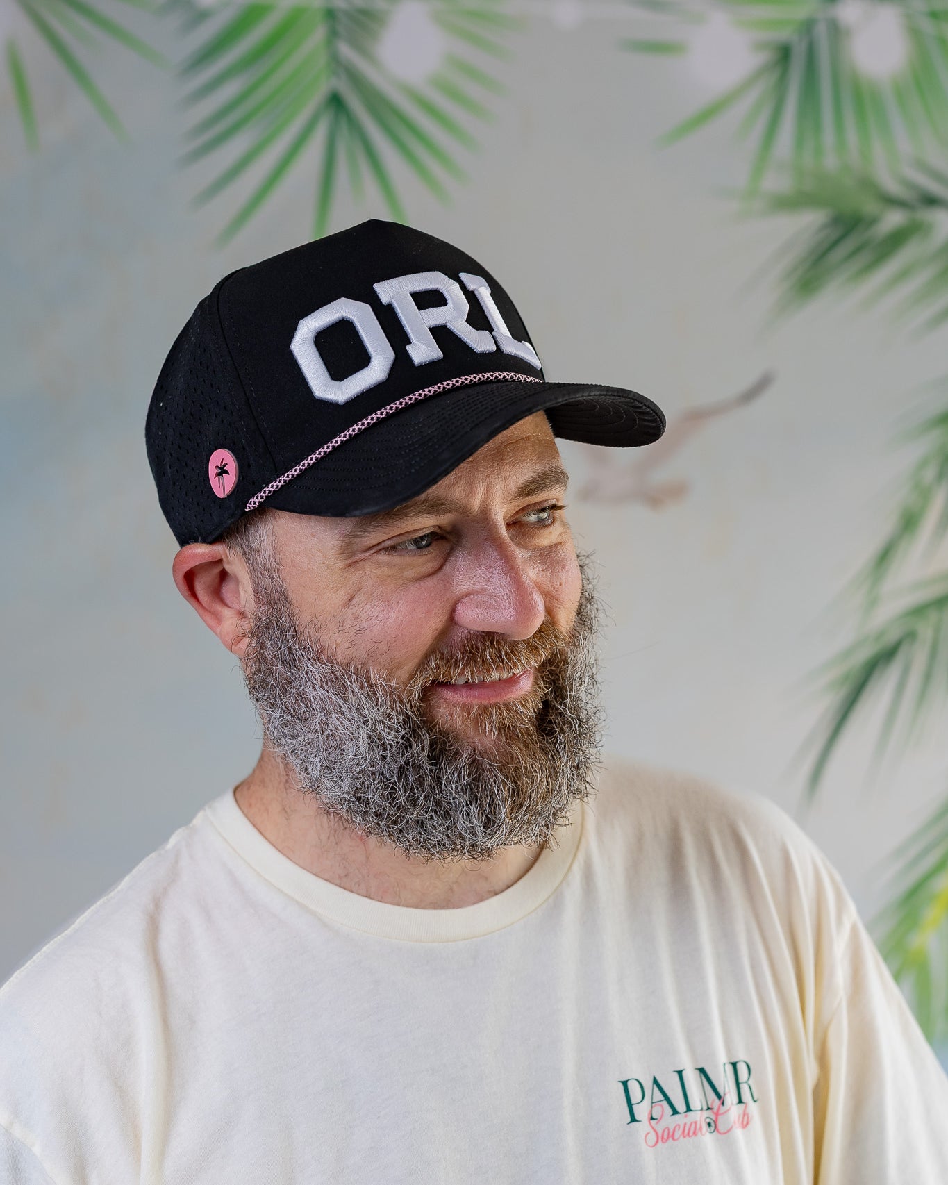 Palmr Style ORL orlando rope hat mens Black pink palm tree snapback
