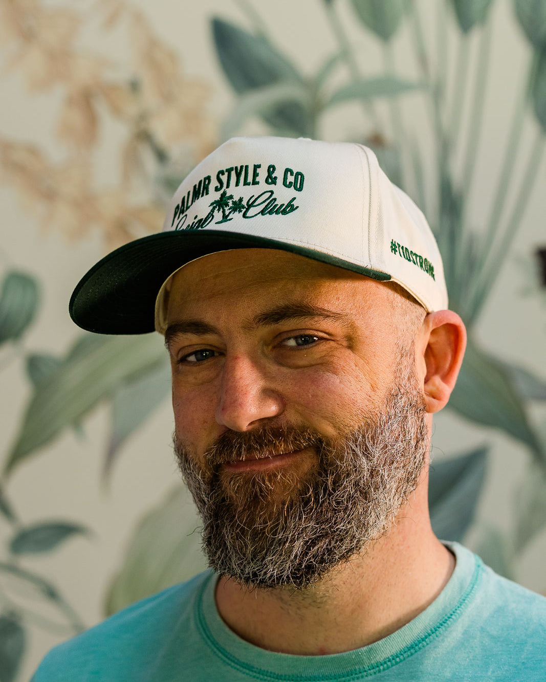 Palmr Style Social Club Hat Forest Green Natural Palm tree Resort Wear Selfcare T1D T1Dstrong
