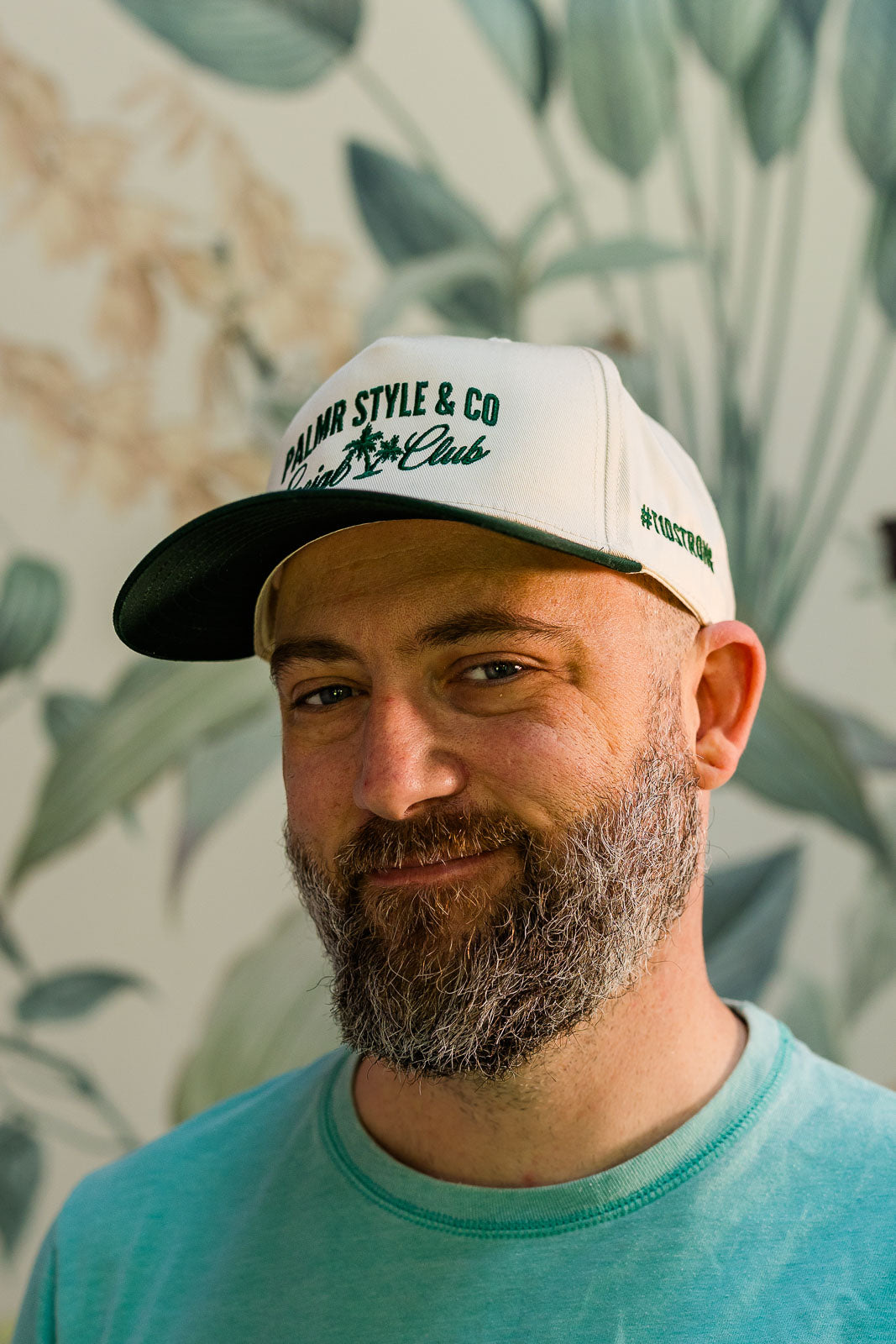 Palmr Style Social Club Hat Forest Green Natural Palm tree Resort Wear Selfcare T1D T1Dstrong