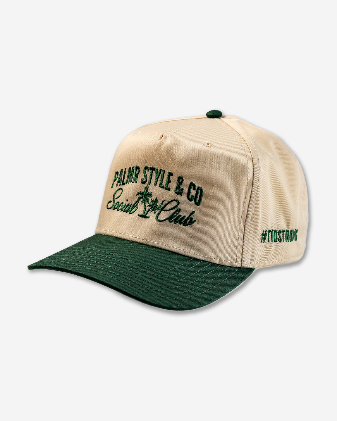 Palmr Style Social Club Hat Forest Green Natural Palm tree Resort Wear Selfcare T1D T1Dstrong