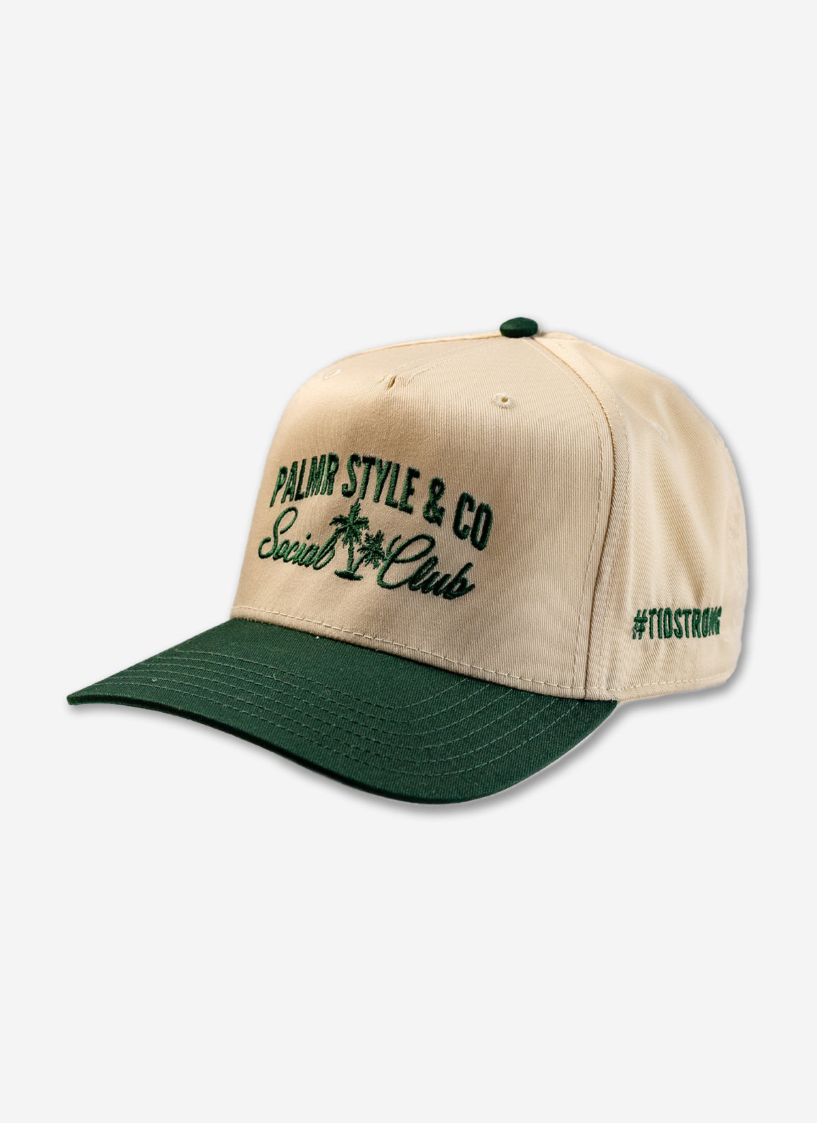 Palmr Style Social Club Hat Forest Green Natural Palm tree Resort Wear Selfcare T1D T1Dstrong