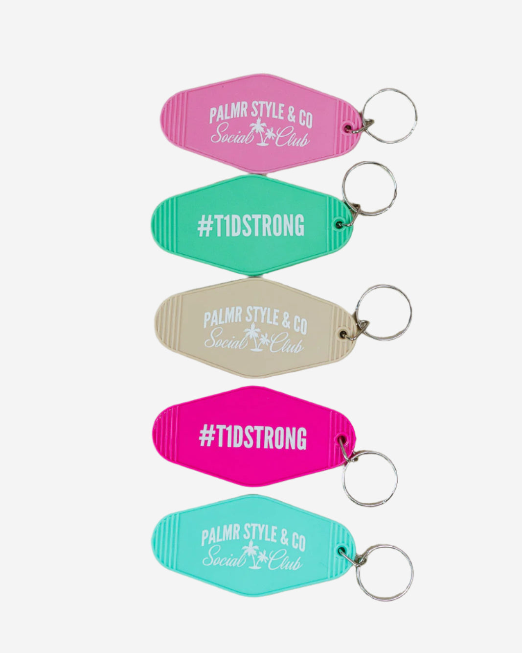 Palmr Style Social Club Resort Keychain Hotel Model Pink Green Teal Beige Palm tree Resort Wear Selfcare T1D T1Dstrong