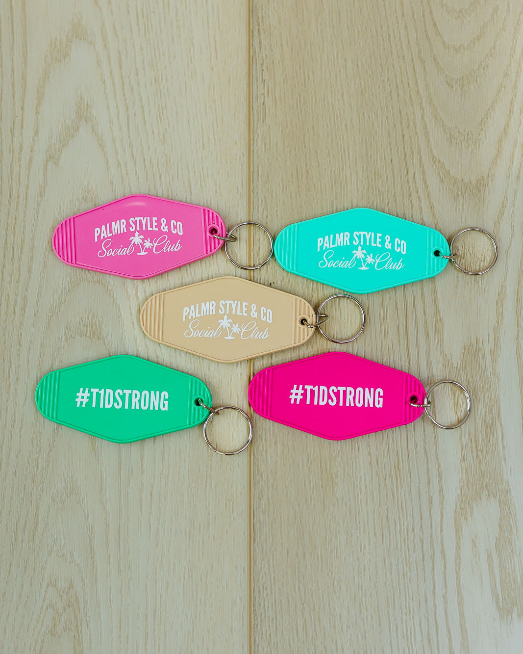 Palmr Style Social Club Resort Keychain Hotel Model Pink Green Teal Beige Palm tree Resort Wear Selfcare T1D T1Dstrong