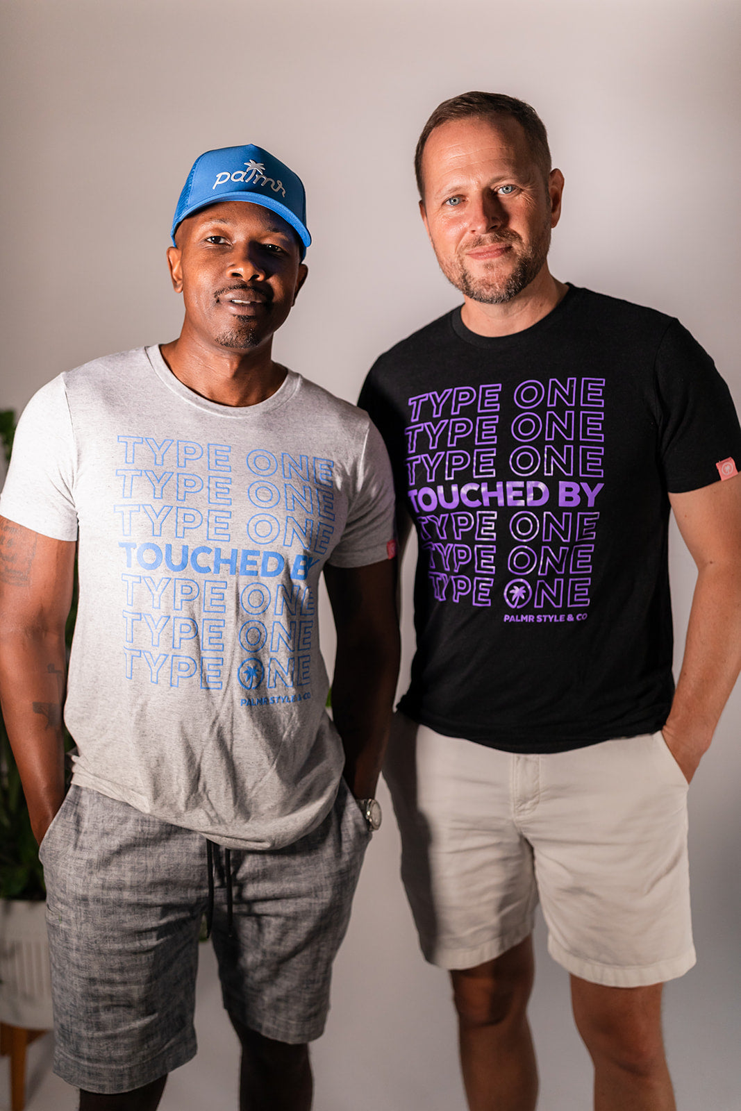 Palmr Style Unisex Touched By Type One Black Tee Supporting T1D Soft Short Sleeve Palm Tree Resort wear Self-Care