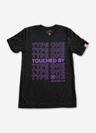 Palmr Style Unisex Touched By Type One Black Tee Supporting T1D Soft Short Sleeve Palm Tree Resort wear Self-Care