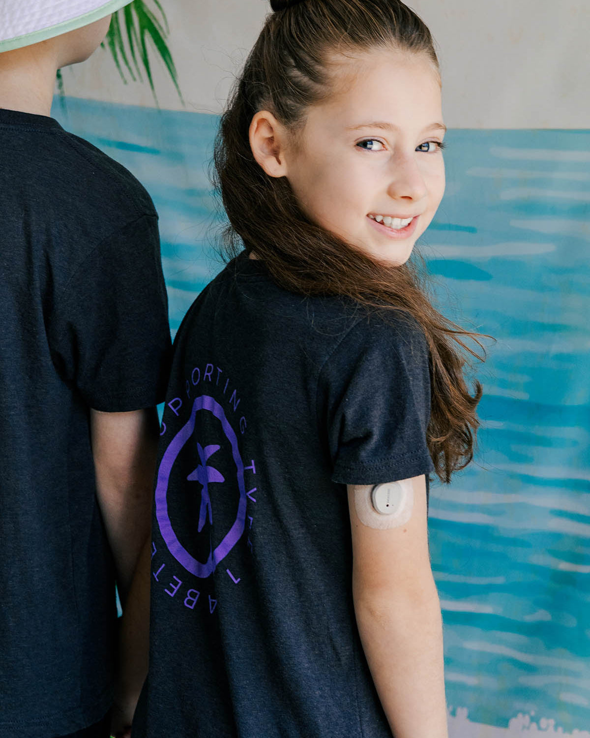 Palmr Style Youth Touched By Type One Black Tee Supporting T1D Soft Short Sleeve Palm Tree Resort wear Self-Care