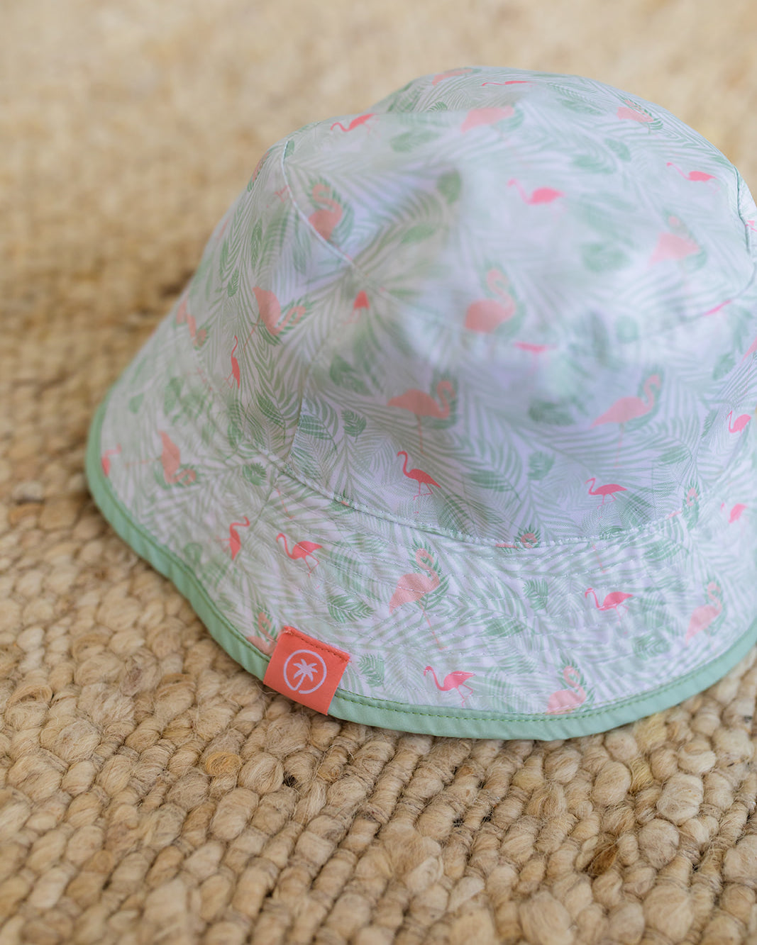 Palmr Style Tropical Bucket Hat Parker Reversible Green Palm leaf flamingo Resort Wear Self-care