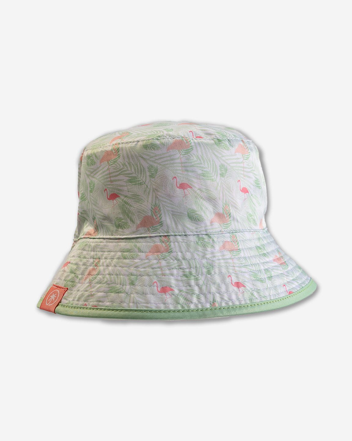 Palmr Style Tropical Bucket Hat Parker Reversible Green Palm leaf flamingo Resort Wear Self-care