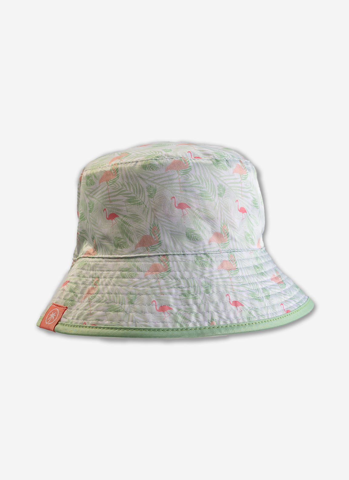 Palmr Style Tropical Bucket Hat Parker Reversible Green Palm leaf flamingo Resort Wear Self-care