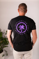 Palmr Style Unisex Touched By Type One Black Tee Supporting T1D Soft Short Sleeve Palm Tree Resort wear Self-Care