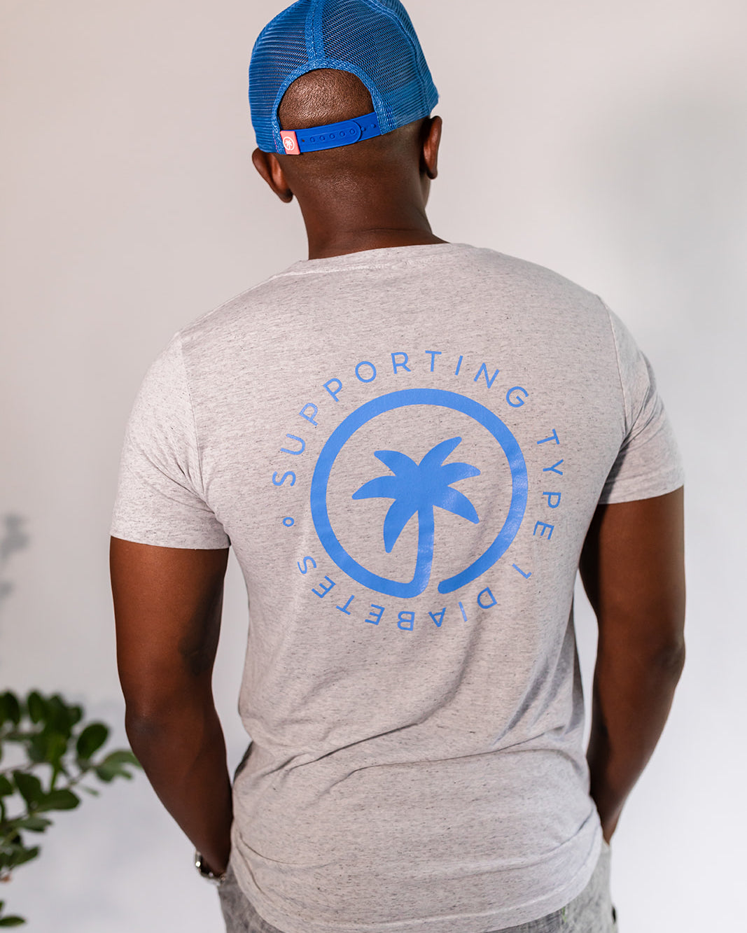 Palmr Style Unisex Touched By Type One White Tee Supporting T1D Soft Short Sleeve Palm Tree Resort wear Self-Care
