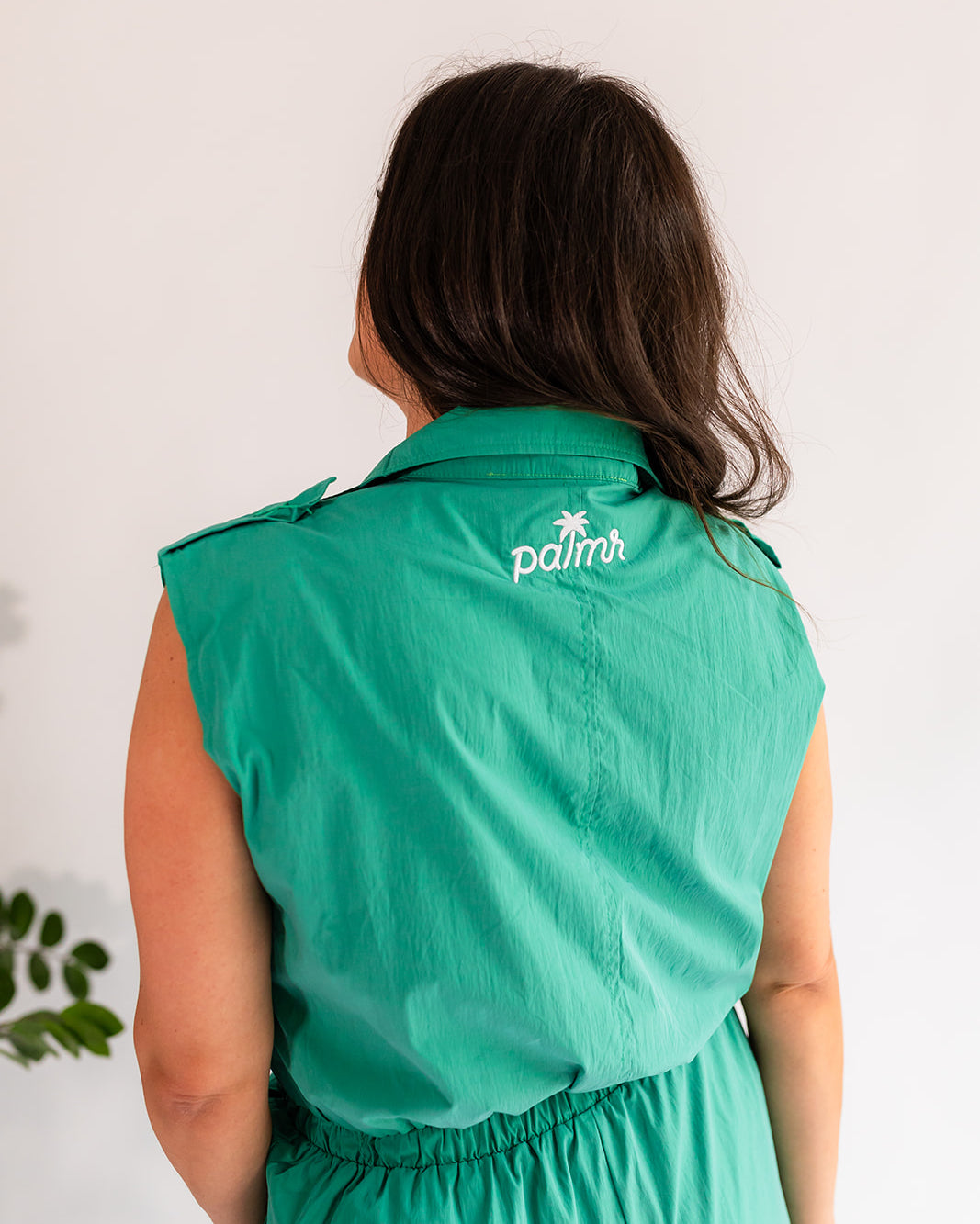 Palmr Style Womens Caddie Green Jumpsuit Cargo Pockets Golf Palm Tree Resort Wear Self-Care T1D