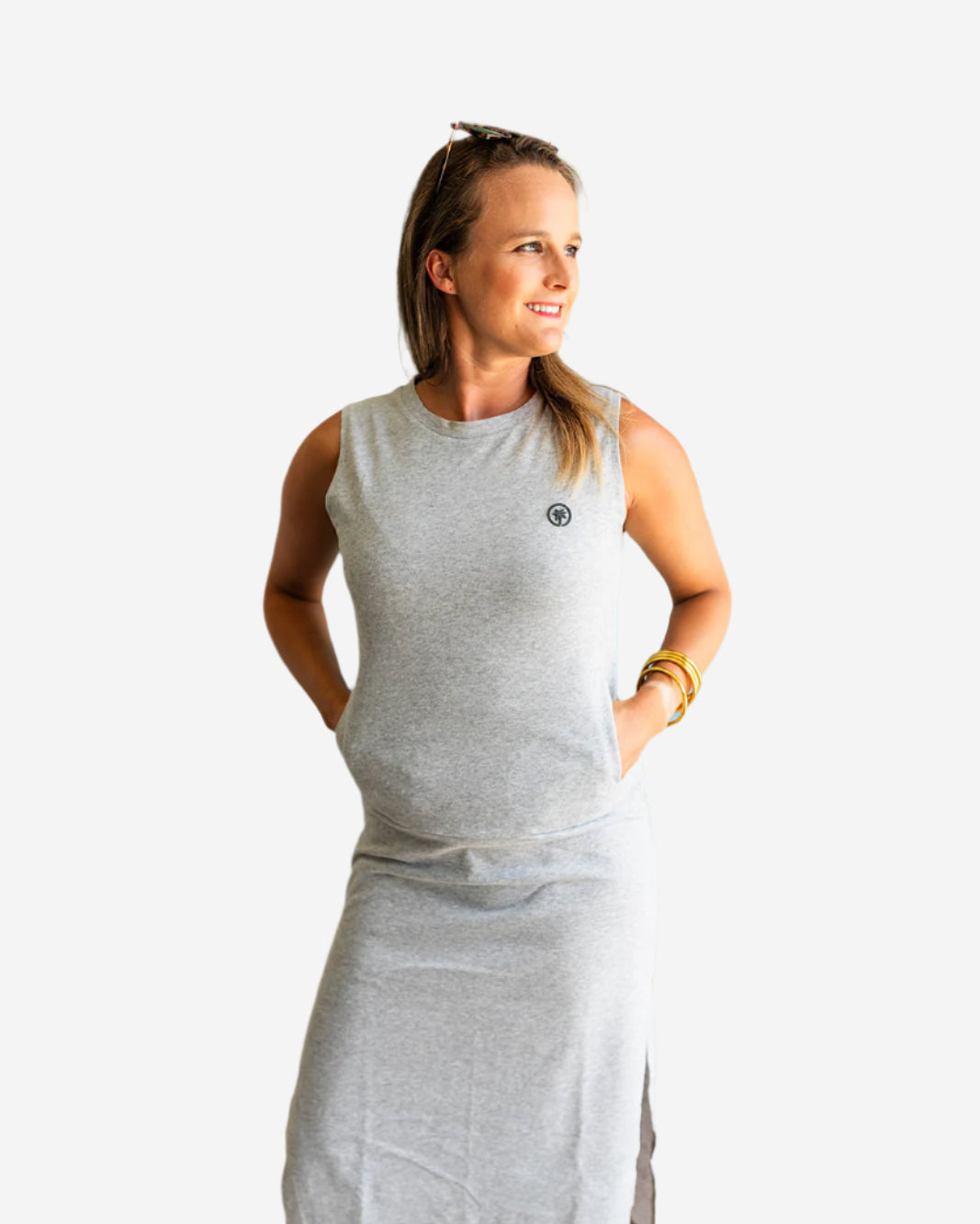 Palmr Style Womens Cozy Chic Midi Grey Dress resort wear self-care