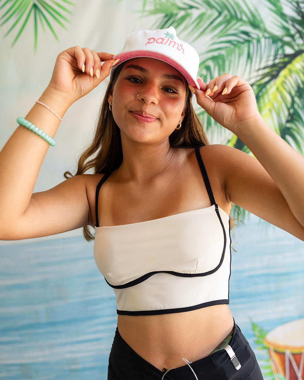 Palmr Style Easy Breezy White Nylon Rope hat palm tree snapback resort wear self-care
