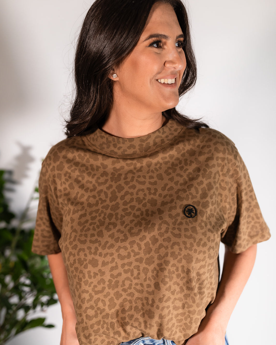 Palmr Style Womens Hear Me Roar Boxy Tee Leopard Print Shirt Palm Tree Resort Wear Self-Care T1D