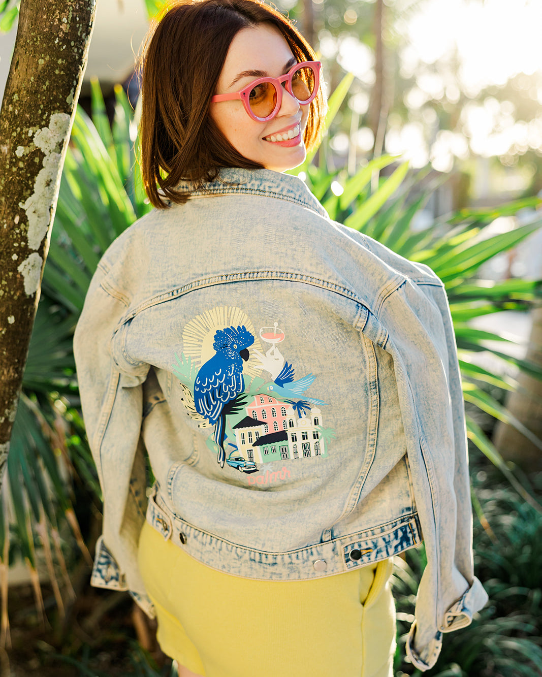 Palmr Style Womens Marta Jean denim jacket cuban tropical havana Resort Wear Self-care