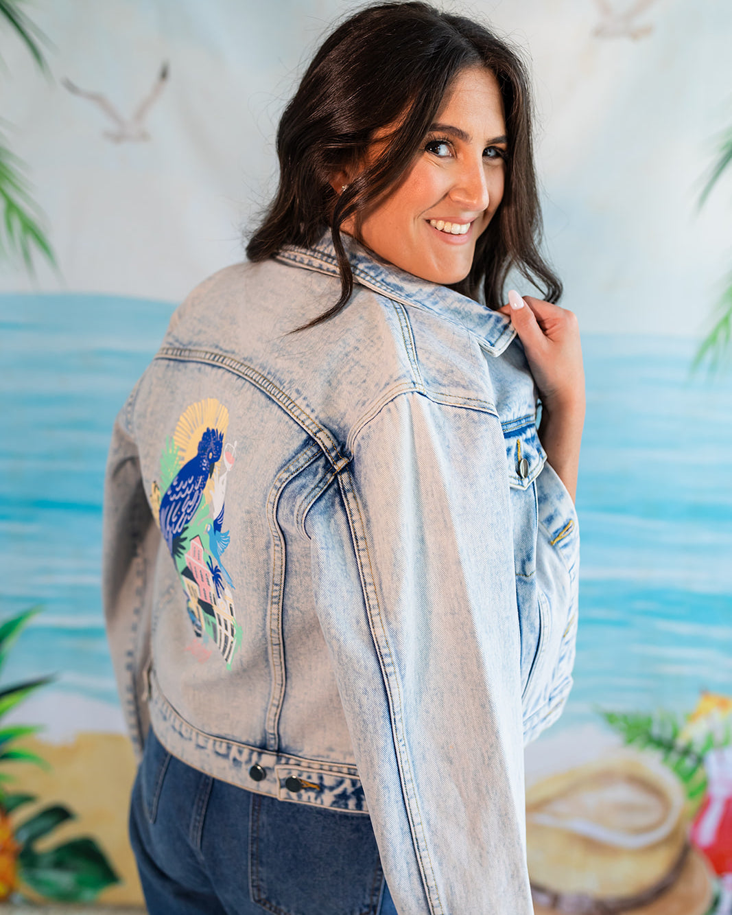 Palmr Style Womens Marta Jean denim jacket cuban tropical havana Resort Wear Self-care