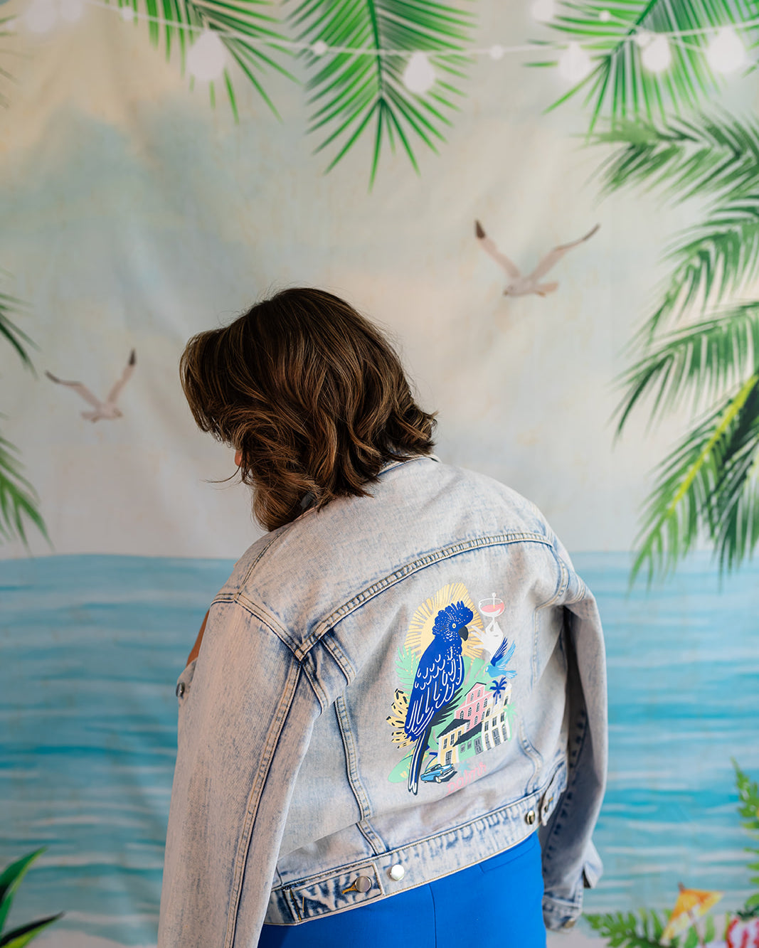 Palmr Style Womens Marta Jean denim jacket cuban tropical havana Resort Wear Self-care