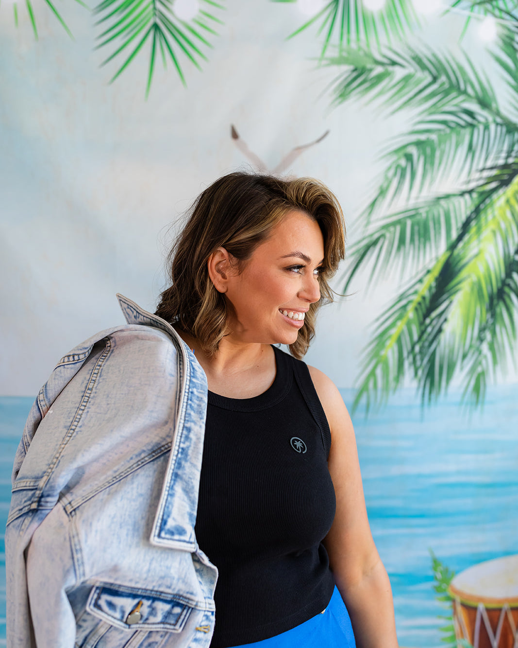 Palmr Style Womens Marta Jean denim jacket cuban tropical havana Resort Wear Self-care