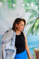 Palmr Style Womens Marta Jean denim jacket cuban tropical havana Resort Wear Self-care