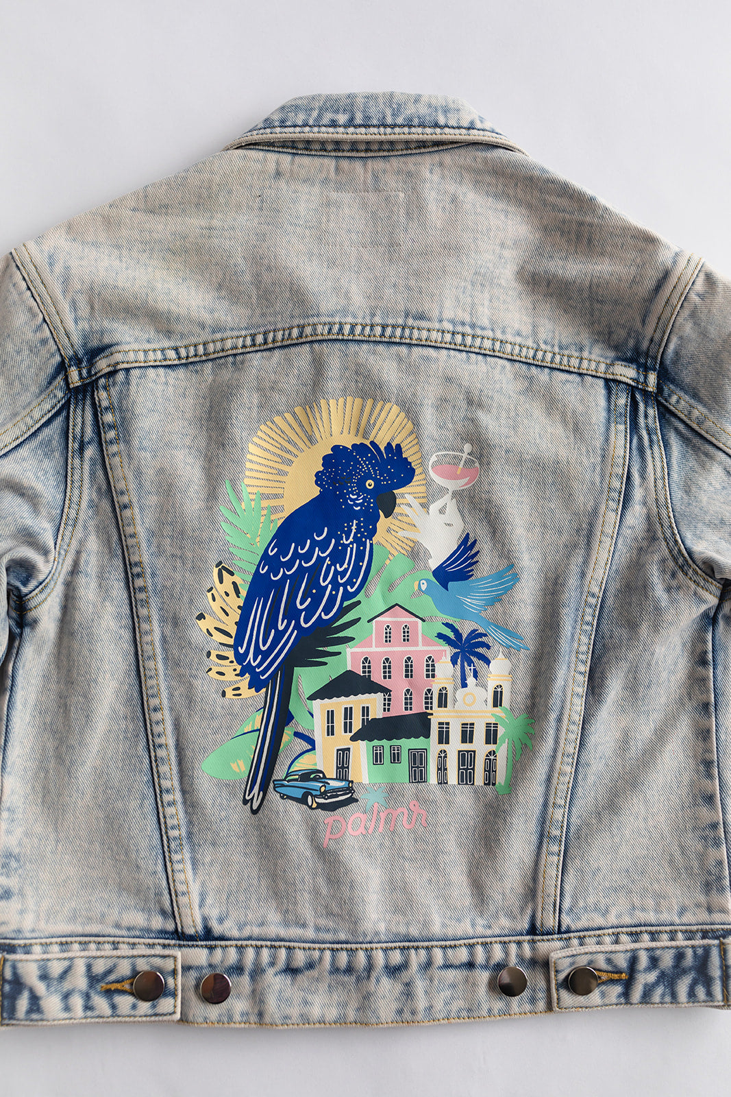 Palmr Style Womens Marta Jean denim jacket cuban tropical havana Resort Wear Self-care