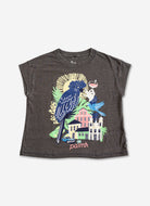 Palmr Style Womens Marta Oversized Tee charcoal Grey Cuban Tropical Havana Resort Wear Self-Care T1D