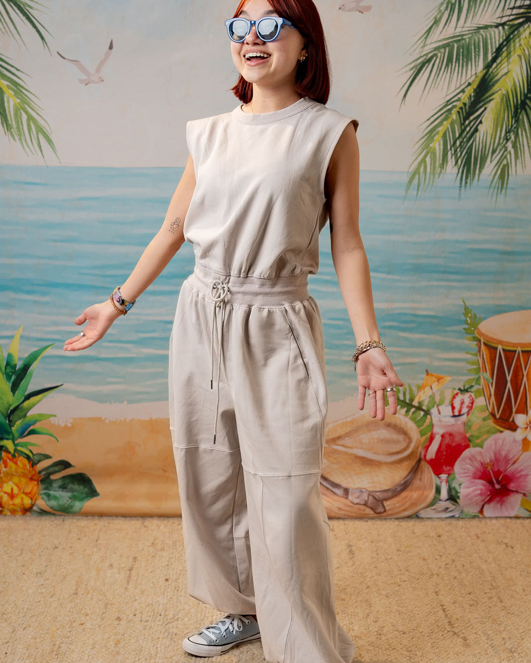 Palmr Style Womens Palm Play Jumpsuit cream Resort Wear Selfcare T1D