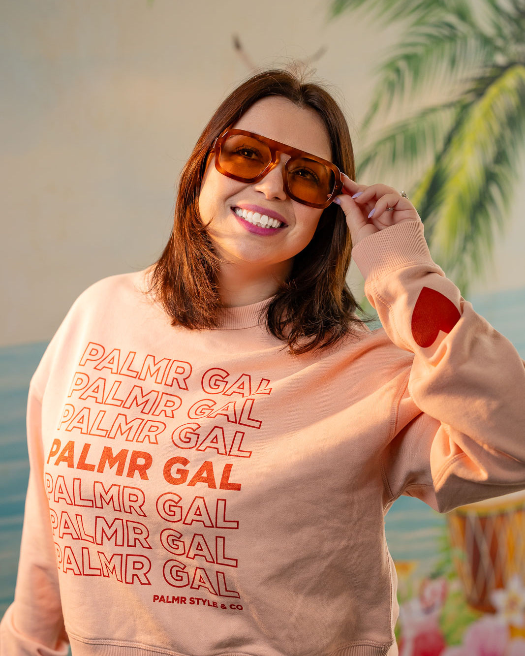 Palmr Style Womens PalmrGal Pink Sweatshirt valentine day Selfcare