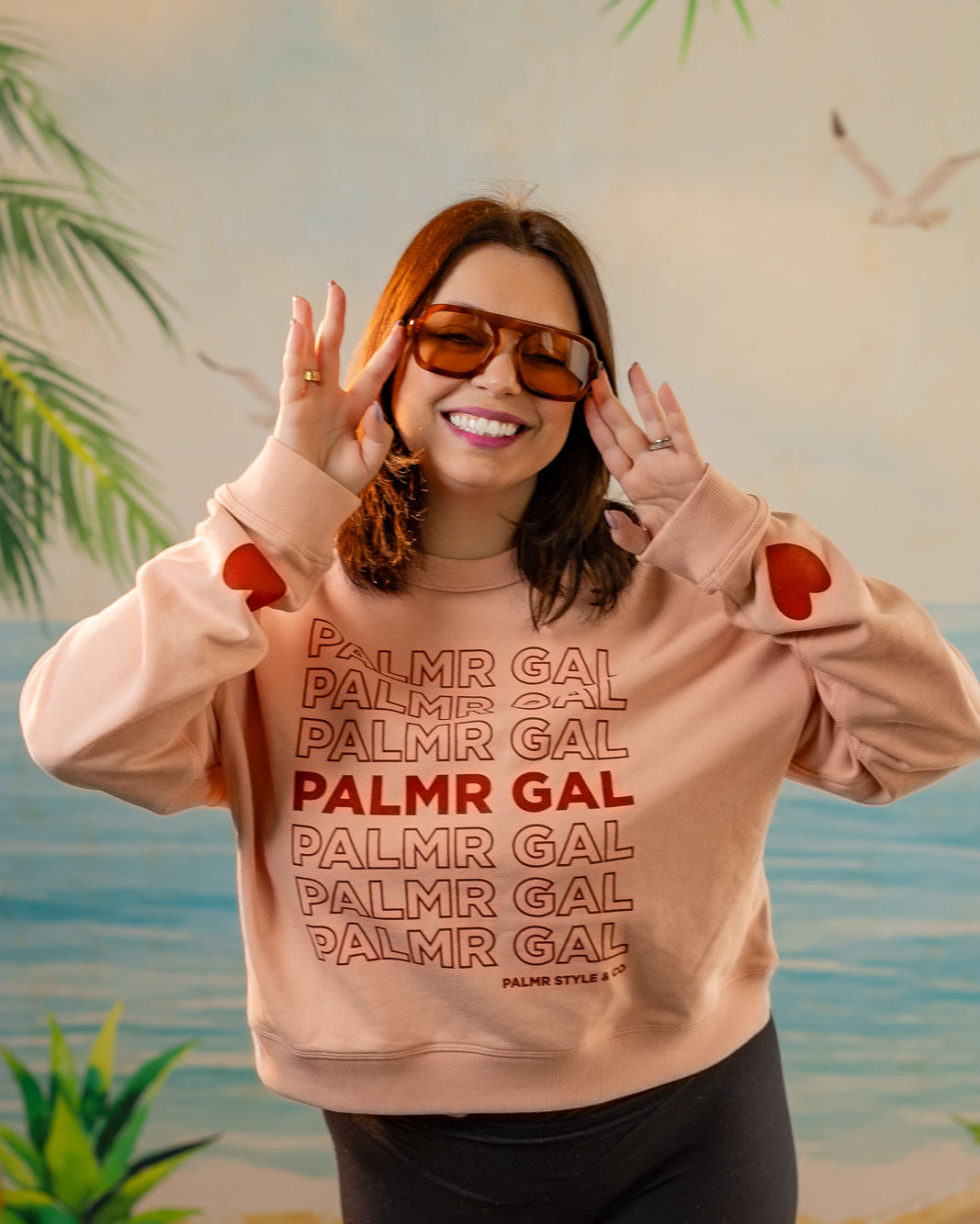 Palmr Style Womens PalmrGal Pink Sweatshirt valentine day Selfcare
