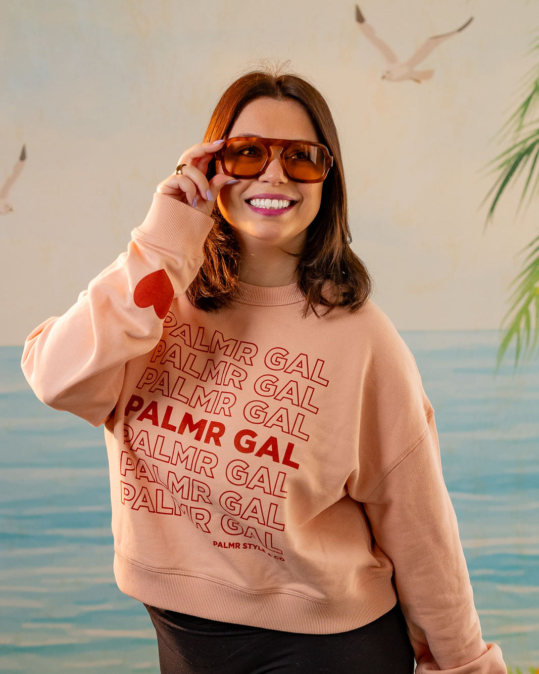 Palmr Style Womens PalmrGal Pink Sweatshirt valentine day Selfcare
