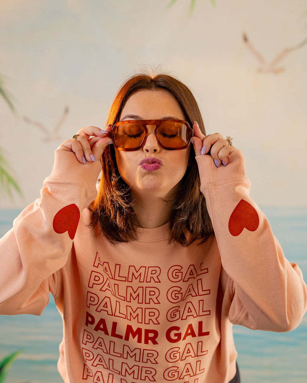 Palmr Style Womens PalmrGal Pink Sweatshirt valentine day Selfcare
