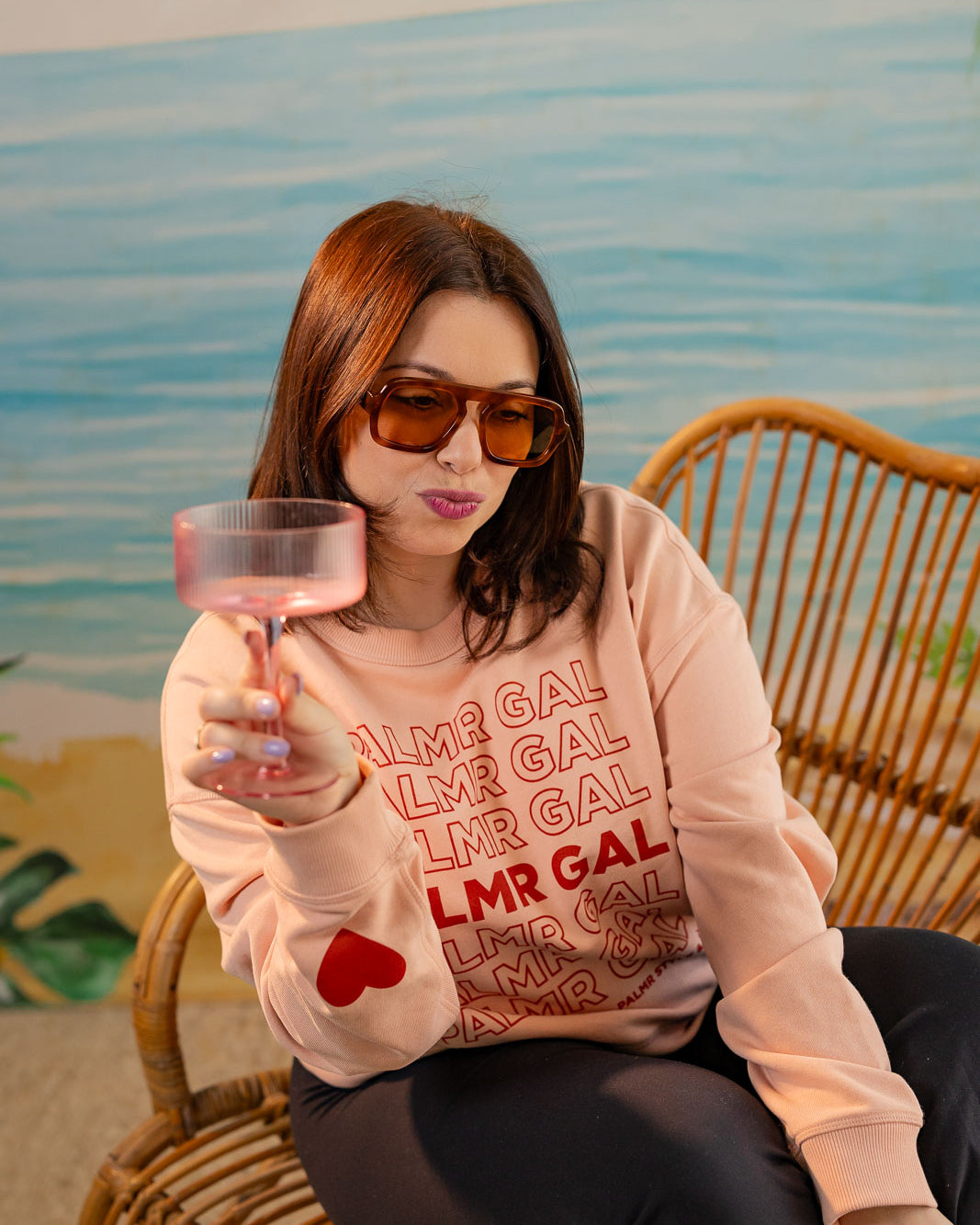 Palmr Style Womens PalmrGal Pink Sweatshirt valentine day Selfcare