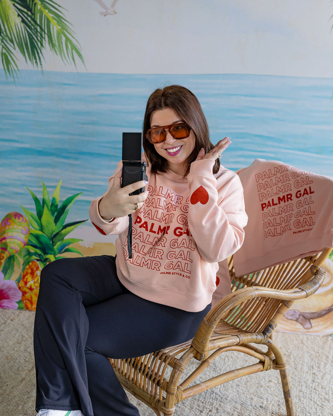 Palmr Style Womens PalmrGal Pink Sweatshirt valentine day Selfcare